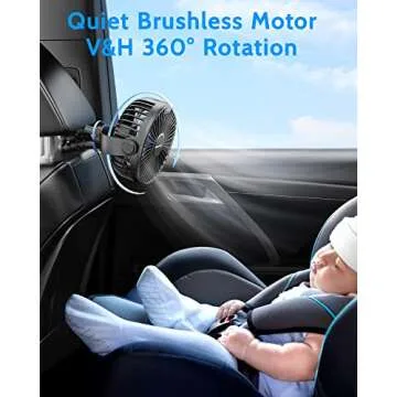 SWEETFULL Portable Stroller Fan, with Display 4000mAh Battery Powered Mini Clip On Fan, 4-Speed Rechargeable Small Personal Fan Handheld Desk Cooling Fan for Baby Car Seat Crib Travel Black