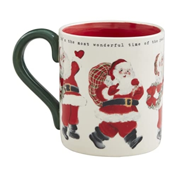Mud Pie Vintage Christmas Mug, Santa, 15 oz - Hand-Painted Stoneware