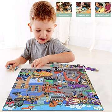 XLJ Puzzles - 100 Piece Construction Site Jigsaw for Kids