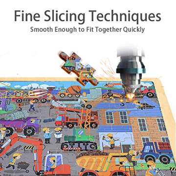 XLJ Puzzles - 100 Piece Construction Site Jigsaw for Kids