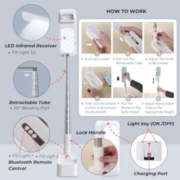 beyond Foldable Phone Holder with LED Light for Streaming