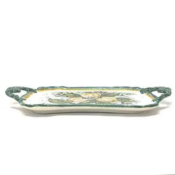 CERAMICHE D'ARTE PARRINI - Italian Ceramic Art Coffee Caffè Serving Tray Plate Decorated Lemon Pott...