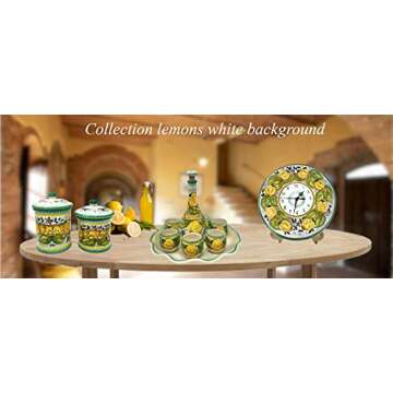 CERAMICHE D'ARTE PARRINI - Italian Ceramic Art Coffee Caffè Serving Tray Plate Decorated Lemon Pottery Hand Painted Made in ITALY Tuscan