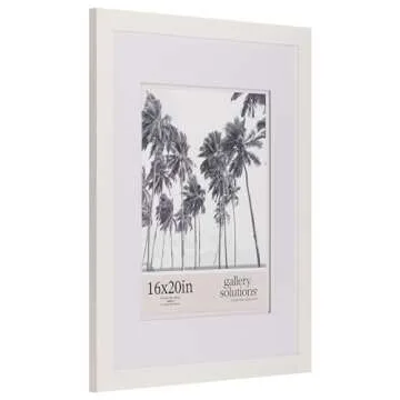 Gallery Solutions - 16"x20" Wall Mount/Tabletop Picture Frame - Double Mat - Matted to 11"x14" -White - Versatile Display Option for Your Cherished Memories - Rectangular Tabletop - White Poster Frame