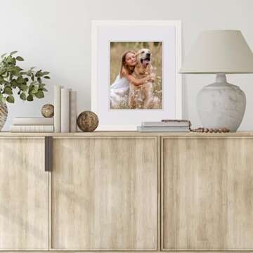 Gallery Solutions - 16"x20" Wall Mount/Tabletop Picture Frame - Double Mat - Matted to 11"x14" -White - Versatile Display Option for Your Cherished Memories - Rectangular Tabletop - White Poster Frame