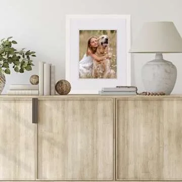 Gallery Solutions - 16"x20" Wall Mount/Tabletop Picture Frame - Double Mat - Matted to 11"x14" -White - Versatile Display Option for Your Cherished Memories - Rectangular Tabletop - White Poster Frame