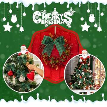 15 Yard Christmas Burlap Ribbon Buffalo Plaid Wired Edge Ribbon for Gift Wrapping Crafts Tree Decoration (Black Green, 2.5 Inch Wide)