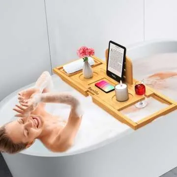Premium Bamboo Bathtub Tray Caddy for Relaxation