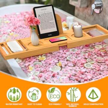Premium Bamboo Bathtub Tray Caddy for Relaxation