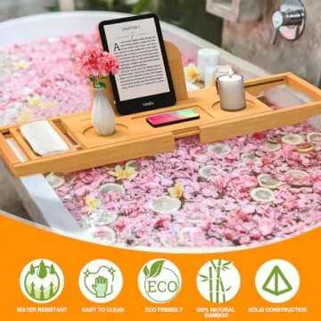 Premium Bamboo Bathtub Tray Caddy for Relaxation