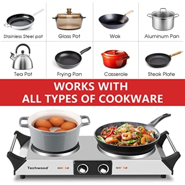 Techwood Double Burner 1800W Electric Stoves for RV Cooking