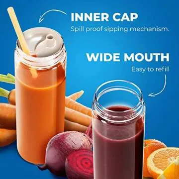 Komax Juice Bottles Set of 4, Leak-Proof BPA-Free Containers