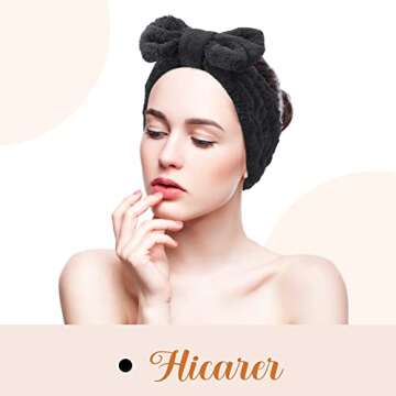 3 Pieces Towel Headbands for Women Makeup Headband for Washing Face Makeup Spa Headband, Microfiber Bowtie Shower Headband for Women (Black)