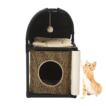 BORUIMA Cat Tree with Bed, Scratching Post & Toy
