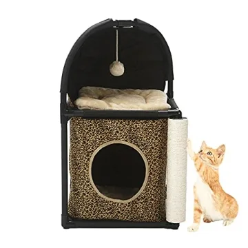 BORUIMA Cat Tree with Bed, Scratching Post & Toy