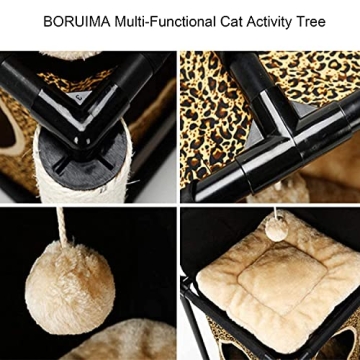 BORUIMA Cat Tree with Bed, Scratching Post & Toy