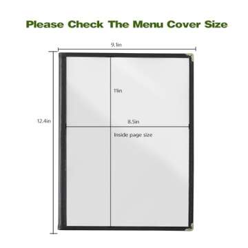 4PCS Menu-Covers 8.5 X 11 Menu-Holder 4-Page-8-View - Restaurant Menu Covers with Protective Film Fi...