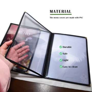4PCS Menu-Covers 8.5 X 11 Menu-Holder 4-Page-8-View - Restaurant Menu Covers with Protective Film Fits A4 Size Paper, Morning Menu Homeschool, Menu Book