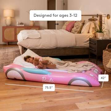 Barbie & FUNBOY Kids Sleepover Travel Bed & Air Mattress. Perfect for Sleepovers. Includes Carrying ...