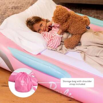 Barbie & FUNBOY Kids Sleepover Travel Bed & Air Mattress. Perfect for Sleepovers. Includes Carrying Storage Bag, Twin