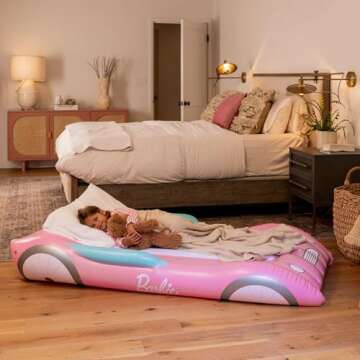 Barbie & FUNBOY Kids Sleepover Travel Bed & Air Mattress. Perfect for Sleepovers. Includes Carrying Storage Bag, Twin