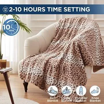 Westinghouse Leopard Electric Throw Blanket 50"x60"