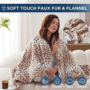 Westinghouse Leopard Electric Throw Blanket 50"x60"