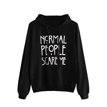 SweatyRocks Sweatshirt Women's Long Sleeve Pullover Sweatshirt Hoodie White Letter Medium