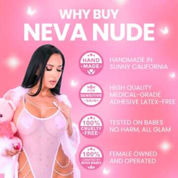 Neva Nude Black Malice Glitter I Heart U Nipztix Pasties Nipple Covers for Festivals, Raves, Parties...