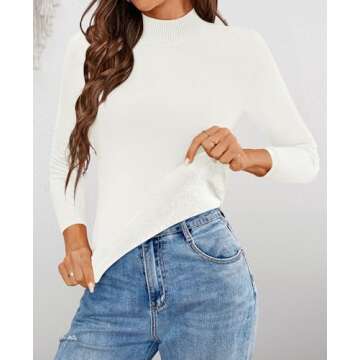 ZESICA Women's Fleece Sherpa Lined Sweater Winter Thermal Shirts Long Sleeve Mock Neck Slim Fitted P...