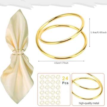 Gold Napkin Rings-24 PCS Metal Spiral Napkin Rings(Spiral) Napkin Holders Buckles for Family Dinner,...