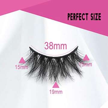 SWINGINGHAIR Lashes, 3D Eyelashes 19mm Natural False Eyelashes Siberian 3D Lashes Natural Look Fake Eyelashes Hand-made Fluffy Wispy Lashes 1 Pair Strip Lashes