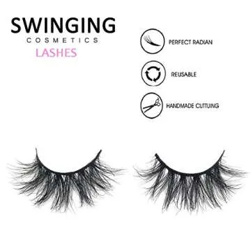 SWINGINGHAIR Lashes, 3D Eyelashes 19mm Natural False Eyelashes Siberian 3D Lashes Natural Look Fake Eyelashes Hand-made Fluffy Wispy Lashes 1 Pair Strip Lashes