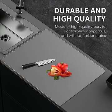 Large Acrylic Cutting Board with counter lip, 24 x 18in Clear Cutting Board for Countertop with 5CM Lip Countertop Cutting Board Acrylic Cutting Board for Kitchen