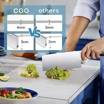 Large Acrylic Cutting Board with counter lip, 24 x 18in Clear Cutting Board for Countertop with 5CM Lip Countertop Cutting Board Acrylic Cutting Board for Kitchen