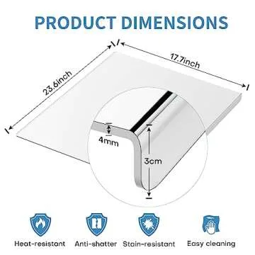 Large Acrylic Cutting Board with counter lip, 24 x 18in Clear Cutting Board for Countertop with 5CM Lip Countertop Cutting Board Acrylic Cutting Board for Kitchen