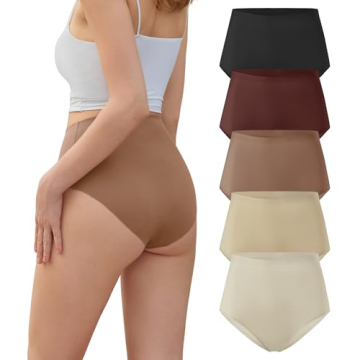 DEANGELMON Womens Seamless Bikinis Underwear High Waist Comfort Briefs Invisible No Show Panties Ful...