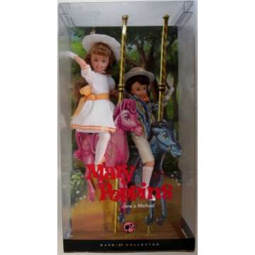 Enchanting Mattel Mary Poppins Jane & Michael Collector Dolls with Musical Stand