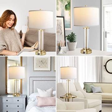 QiMH Touch Control Table Lamps Set with USB Ports