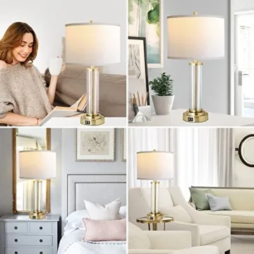 QiMH Touch Control Table Lamps Set with USB Ports