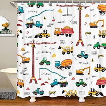 Kid Excavator Shower Curtain | Fun Construction Theme for Kids
