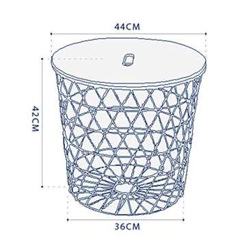 FUFU Round Iron Coffee Table, Sofa Table, Storage Table, Suitable for Home, Bedroom, Living Room and Terrace, 44cm * 44cm * 42cm (Color : White)