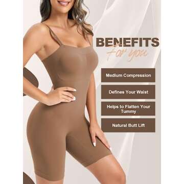 Ellareese Strapless Shapewear Bodysuit Butt Lifter Body Shaper for Women Under Dress Tummy Control full Body Shapewear