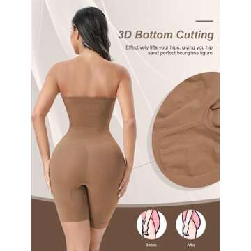 Ellareese Strapless Shapewear Bodysuit Butt Lifter Body Shaper for Women Under Dress Tummy Control full Body Shapewear