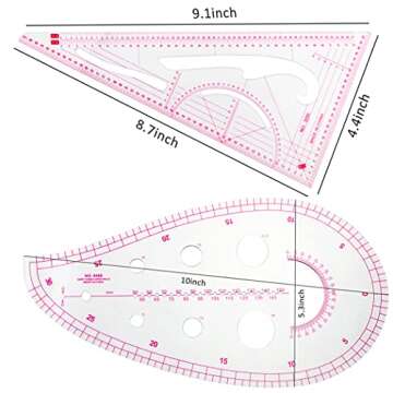 Evenwils Sewing Ruler Tool Set (4 Pcs) - Precision Drafting Tools for Designers and Tailors