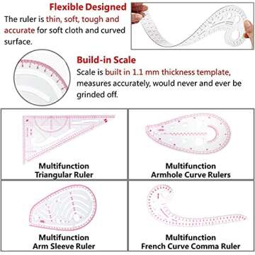 Evenwils Sewing Ruler Tool Set - 4 Pcs for Designers