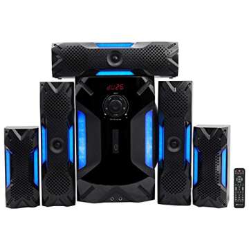 Rockville HTS56 1000W 5.1 Channel Home Theater System with 8" Subwoofer, Bluetooth, USB, Includes Re...