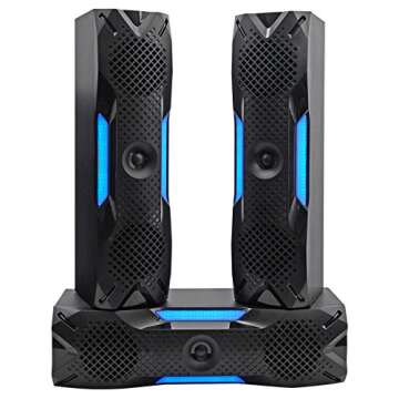 Rockville HTS56 1000W 5.1 Channel Home Theater System with 8" Subwoofer, Bluetooth, USB, Includes Remote, LED Light Effects - Perfect for Movies, Music, Karaoke