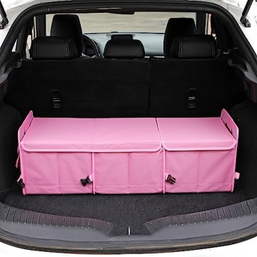 AOKJOY Car Trunk Organizer with Lid Car Storage Organizer Collapsible Multi Compartment Adjustable Straps Car Organizer for SUV, Truck, Sedan