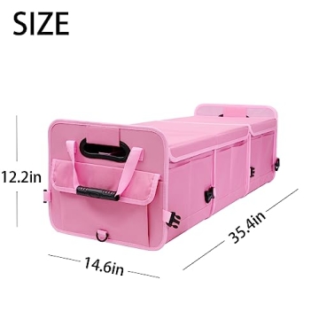 AOKJOY Car Trunk Organizer with Lid Car Storage Organizer Collapsible Multi Compartment Adjustable Straps Car Organizer for SUV, Truck, Sedan